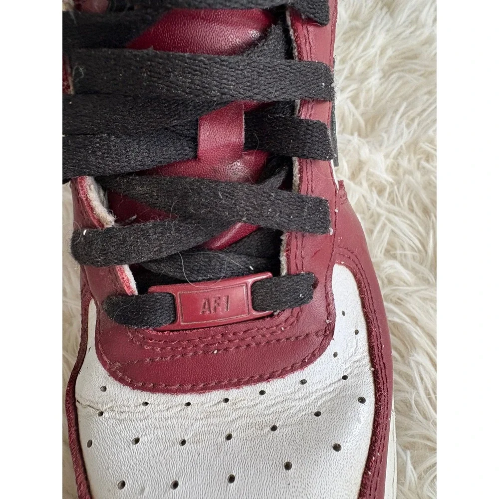 Nike Air Force 1 AF1 Burgundy Red Black White Low Top Sneakers‎ Shoes 6.5